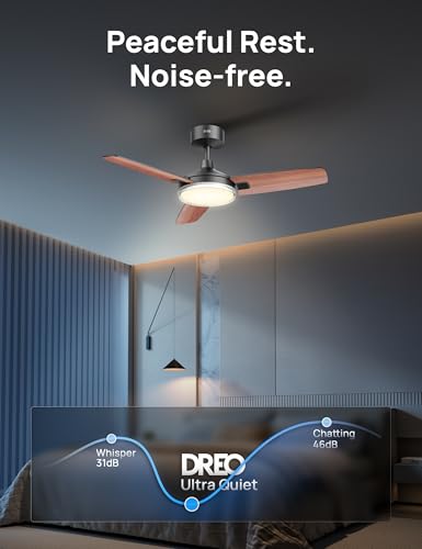 Black 42 Inch Smart Ceiling Fan with Lights and Remote - Quiet Modern Design