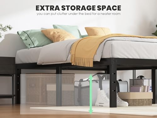 QEROMY Twin Bed Frame - 18 Inch Sturdy Platform Bed, Twin Size, No Box Spring Needed