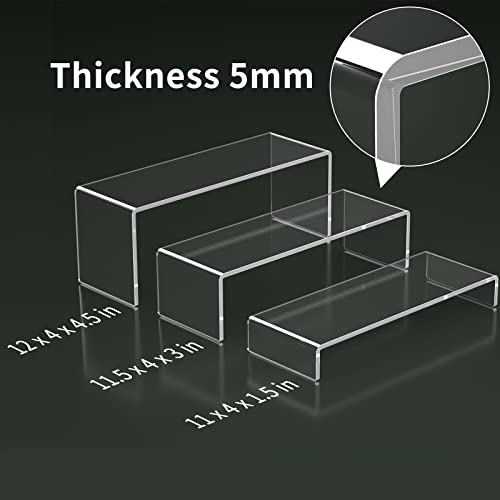 12-Inch Acrylic Display Risers Set of 6 - Clear Stand for Jewelry, Collectibles, Retail Items