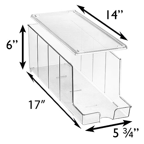 ClearSpace 4-Pack Soda Can Organizer Dispenser for Refrigerator & Pantry, Stackable, 12 Cans Capacity