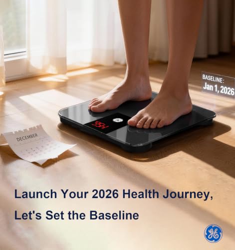 GE Digital Bathroom Scale Black 500lb Capacity - Heavy Duty Body Weight Scale