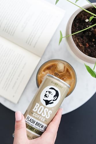BOSS Japanese Flash Brew Coffee with Milk - Ready-to-Drink 8oz, 12 Pack