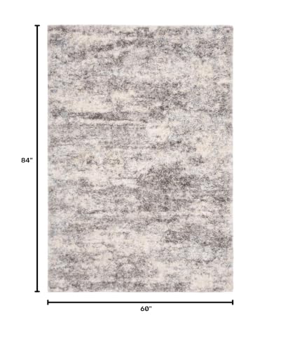 Berber Shag Rug 5x7 Feet - Grey Blue & Cream Plush Modern Area Rug - Rectangular