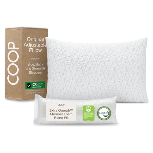 Queen Size Adjustable Memory Foam Pillow with Cover - Coop Home Goods Original White
