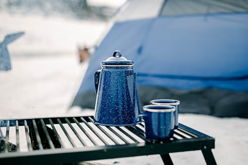 Stansport Blue Enamel Percolator Coffee Pot & 4 Mug Set - Outdoors