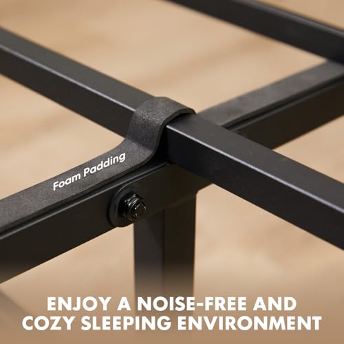 Sweetcrispy Twin Sturdy Wood Bed Frame with Headboard, 500LBS Heavy