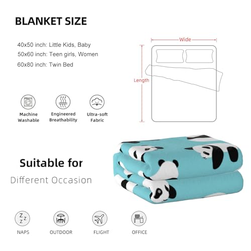 Cartoon Blanket Gifts for Boys 5-12 Fleece Throw Blanket Kids Adult Birthday Halloween Bedroom Decoration (Green, 40"x50", Panda)