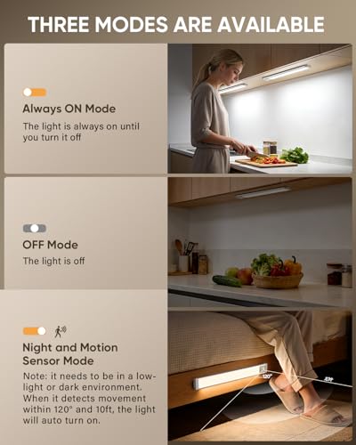 14.7-Inch Wireless Motion Sensor Under Cabinet Light - Silver, 5 Pack