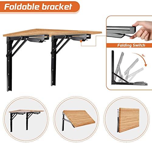 Ultrawall 24 Inch Folding Steel Shelf Brackets - 4 Pack Wall Mount Support