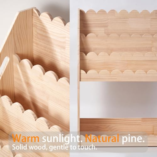 Kids Bookcase with 4-Tier Scalloped Design Montessori Toddler Wood Shelf