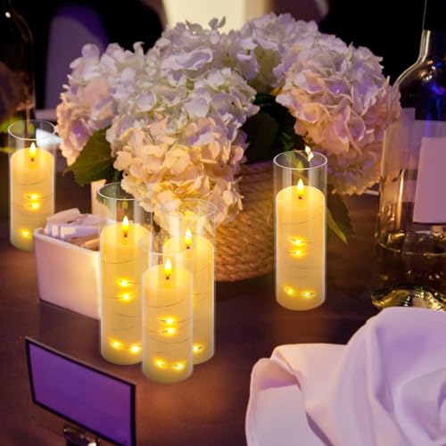 YOROXRG 24 Pack Ivory Flickering Flameless Candles with Timer - Battery Operated LED String Lights for Home Decor, Parties, Weddings, Christmas, New Year