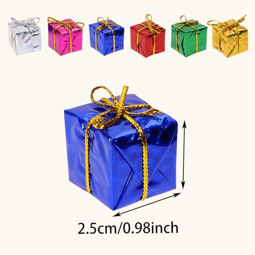 PENTA ANGEL Mixed Color 36-pack Mini Gift Box Ornaments for Christmas Tree 2.5cm