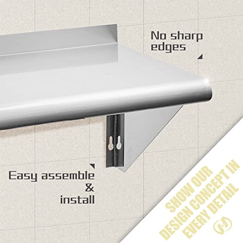 12x36 Stainless Steel Wall Mount Shelf - Commercial Kitchen Rack, NSF Certified, Heavy Duty