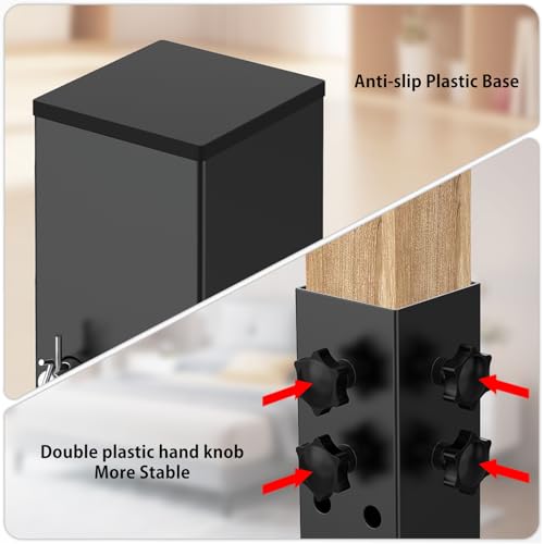 IRENPORU 4 Pack Black Carbon Steel Bed Riser Set 3.15" Diameter Adjustable Height 3.2-11.2" for Dorm Bed Frames & Tables