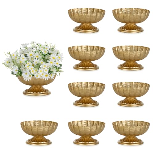 10 Pcs Small Gold Vases for Centerpieces, Metal, 3.7 Inch - Elegant Table Decor