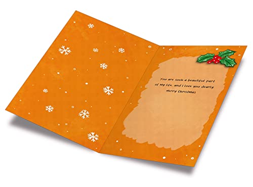 Merry Christmas Greeting Card for Husband - Eco-Friendly Thick Card Stock, Made in USA, 5x7.75 Inches with Premium Envelope