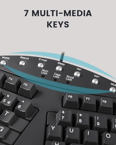 Ergonomic Split Keyboard with Wrist Rest - Wired USB - Black / Wired
