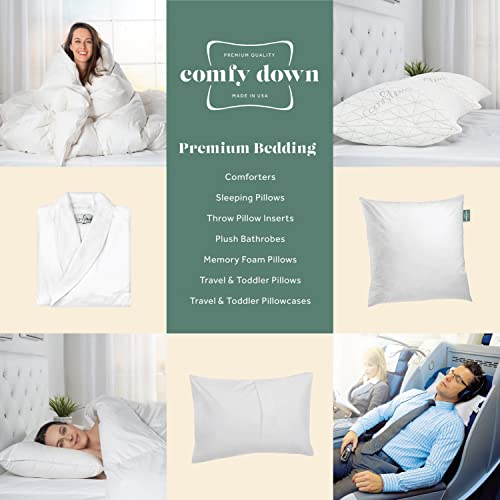ComfyDown 22x22 Throw Pillow Insert, Down & Feather Fill, 100% Cotton