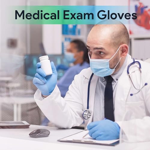 Blue Disposable Nitrile Exam Gloves Large 1000 Count - Medical Grade, Powder-Free, Textured Tips, Food Safe, Latex-Free
