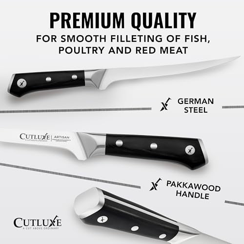 7-Inch Flexible Fish & Meat Fillet Knife - Razor-Sharp Boning Knife with Pakkawood Handle