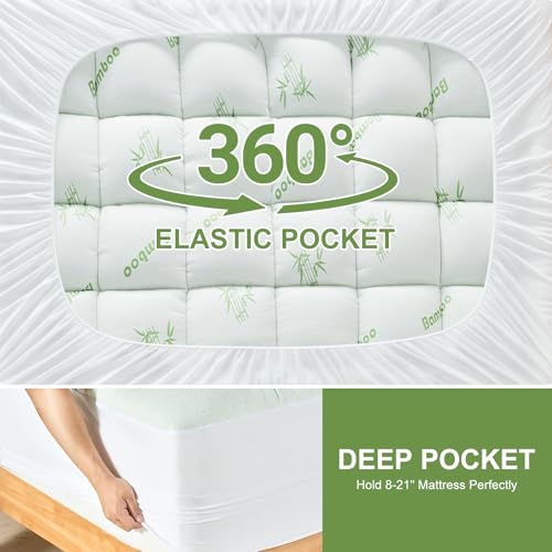 Queen Size Mattress Topper Viscose Derived from Bamboo, Soft Thick