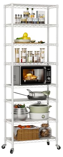 Golpart 8-Tier Adjustable Metal Wire Storage Shelves - White, 12"Dx22"Wx72"H