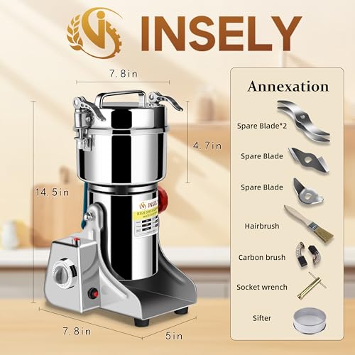 Electric Grain Mill 750g Stainless Steel Food Grinder for Wheat Spices Coffee
