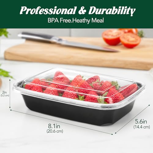 32oz Meal Prep Containers with Lids - 100 Pack, Airtight, Reusable, Food-Grade Plastic