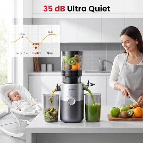 LAUDLIFE Cold Press Juicer Machines, 5.4" Wide Chute Slow Masticating