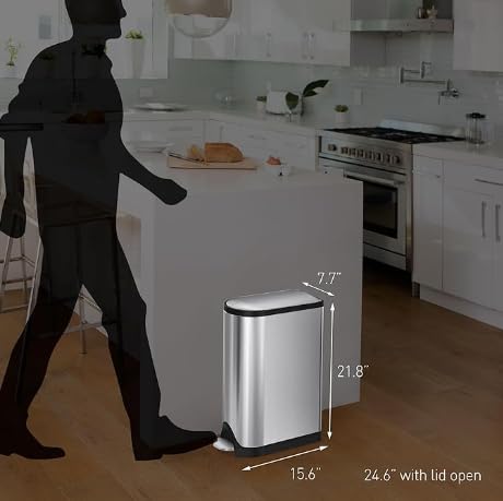 simplehuman Butterfly Step Can 18L Diaper Trash Bin with Odor Control, Silent Close
