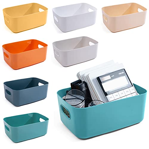 OWill 7-Pack Large 7.2L Plastic Storage Baskets for Home & Classroom Organization
