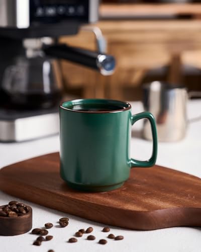 Dark Green Famiware 4-Piece 14oz Ceramic Coffee Mug Set - Nebula Design