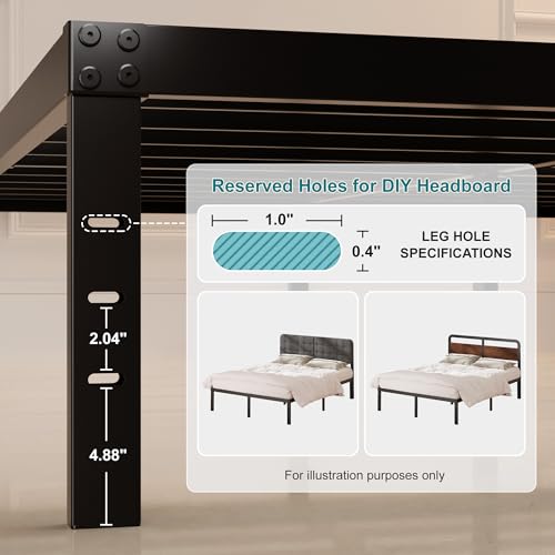 Maenizi 14 Inch Queen Metal Bed Frame - Heavy Duty Support, No Box Spring Needed
