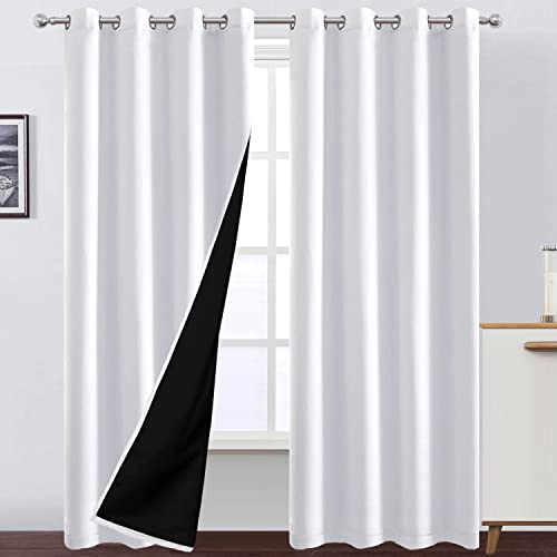 LEMOMO White Blackout Curtains Set of 2 - 52 x 84 Inches Thermal Insulated Room Darkening for Nursery & Bedroom