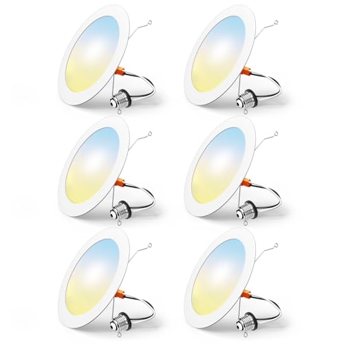 6 Inch Recessed LED Can Light with 5 CCT Options – White, Dimmable, Energy Efficient