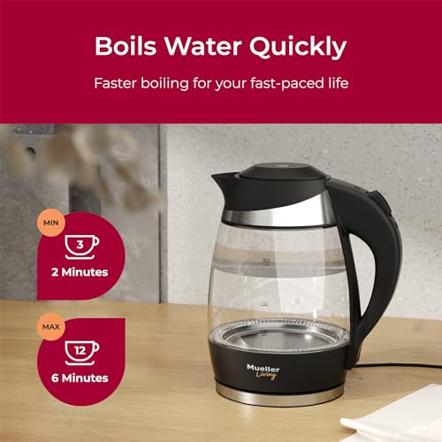 Electric Kettle 1.8L Boiling Water Tea Kettle Fast Heating Cordless Glass