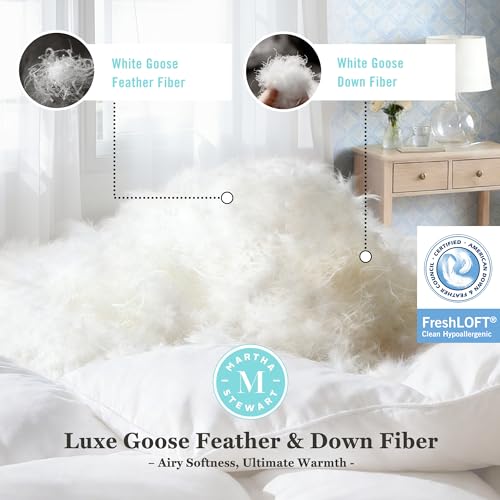 Martha Stewart White Goose Feather & Down Fiber Comforter Queen All Season