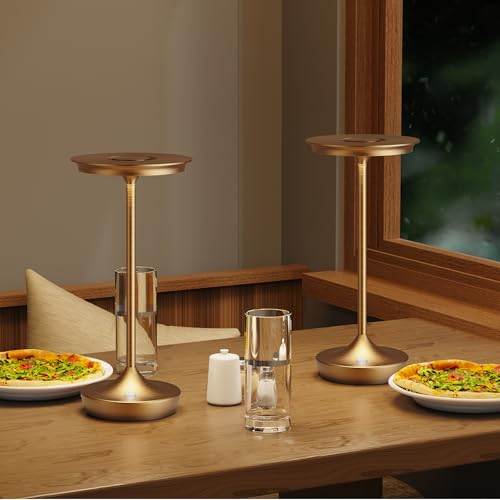 Rechargeable Outdoor LED Cordless Table Lamp 6000mAh - 2 Pack Bronze - Waterproof, Dimmable, Portable