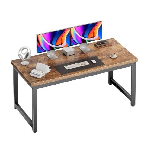 PRAISUN Rustic Brown Computer Desk - 47.2 x 19.7 Inch Thick Desktop, Stable & Durable
