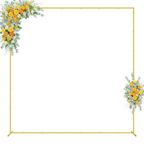 8FT x 8FT Square Wedding Arch Backdrop Stand Gold Metal Frame - Wedding Decor