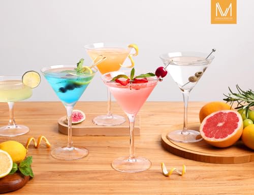9oz Martini Glasses Set of 4 - Elegant Lead-Free Crystal Cocktail Glasses
