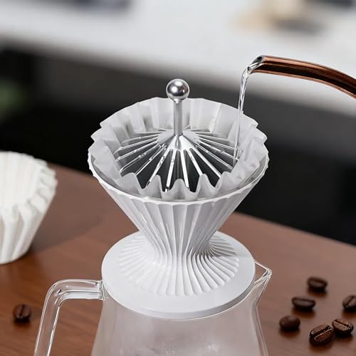 Silver Metal Coffee Filter Presser for Pour Over & V60 Filter Paper - All Metal Design