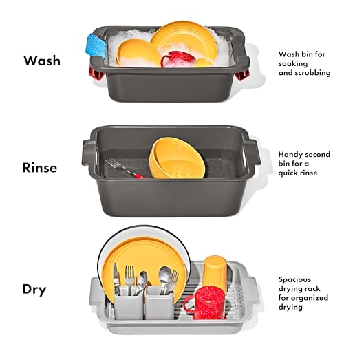 OXO Outdoor Camping Wash, Dry & Stow System - 4-Piece Kitchen Gear Set