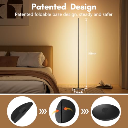 RGB+IC Corner Floor Lamp with App & Remote Control - Obsidian Black