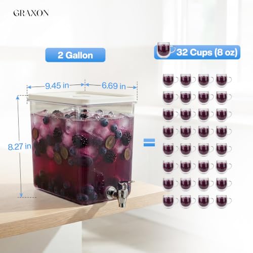 2 Gallon Stackable Drink Dispenser Set - Cube Design for Fridge & Parties - 3 Pack