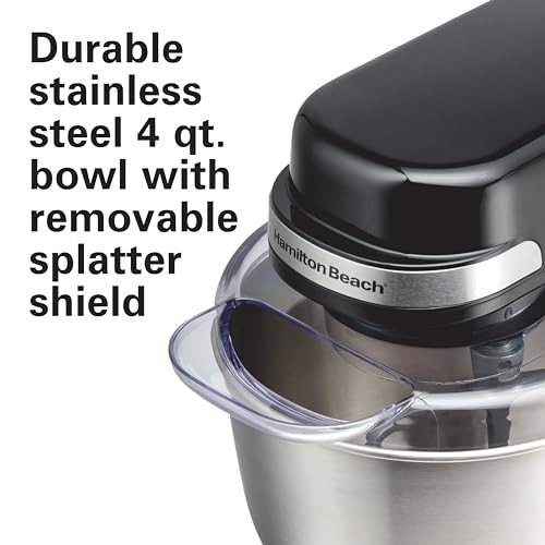 Hamilton Beach 4 Quart Electric Stand Mixer with 7 Speeds, Whisk & Splash Guard - Black