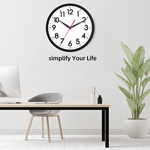 AKCISOT 18 Inch Wall Clock Black Silent Battery Operated Analog Clock - Variation: A Black / 18 Inch