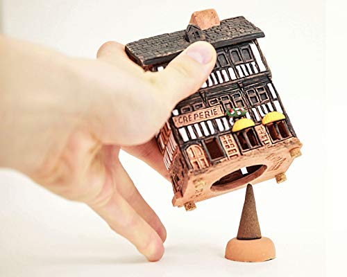 Handmade Ceramic Village House Miniature with Incense Holder - Mont St. Michel France