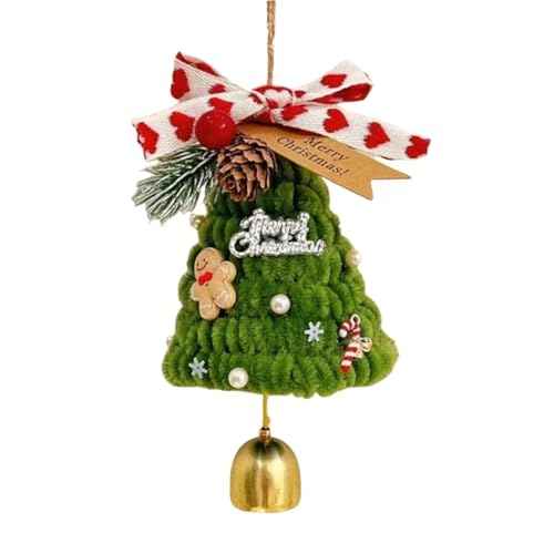 Christmas Ornaments Artificial Christmas Wreath Decorated with Pine Tree, Bell, Bow for Christmas Decorations (Pine Tree Style A)
