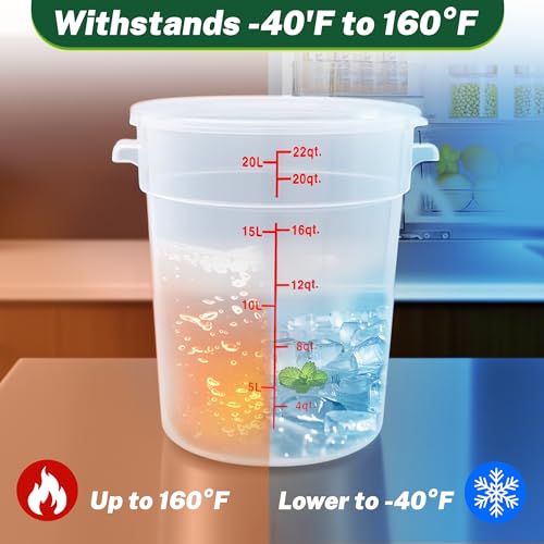 FSUON 4 Pack 22 Qt Round Food Storage Containers with Lids - Translucent